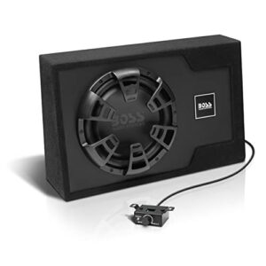 boss audio systems b12es 12 inch powered car subwoofer package – 1200 high output, built-in amplifier, low profile, remote subwoofer control (16 ft cable)