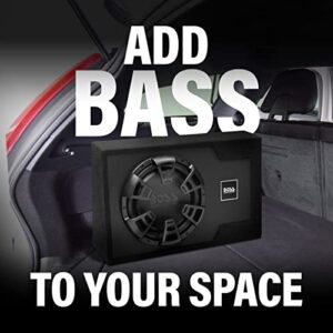 BOSS Audio Systems B12ES 12 Inch Powered Car Subwoofer Package - 1200 High Output, Built-in Amplifier, Low Profile, Remote Subwoofer Control (16 ft Cable)