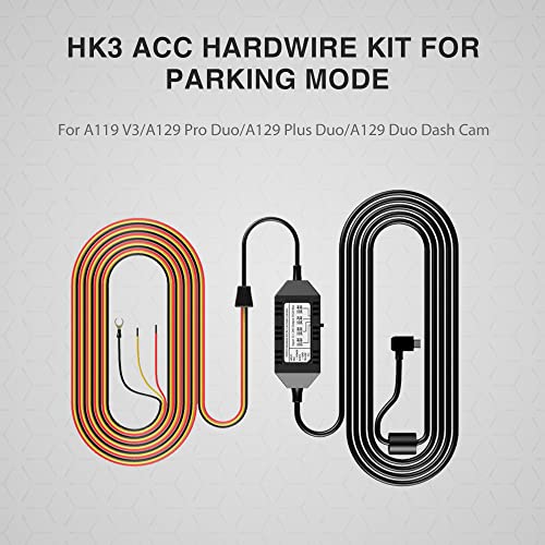 VIOFO HK3 ACC Hardwire Kit for A129, A129 Plus, A129 PRO, A129 IR, A119V3, Enables Parking Mode, Low Voltage Protection