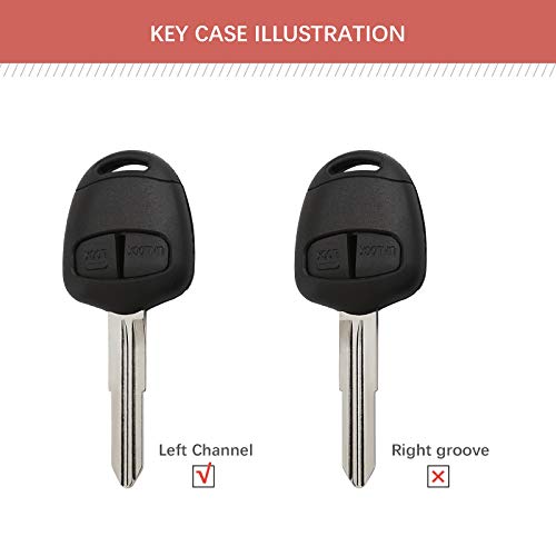 Car 2 Buttons Remote Key Fob Case Shell with Left Groove Key Blank Repair Kit Compatible with ASX Grandis Outlander Lancer