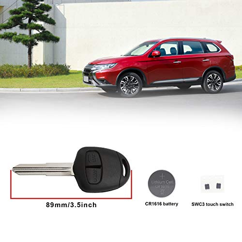 Car 2 Buttons Remote Key Fob Case Shell with Left Groove Key Blank Repair Kit Compatible with ASX Grandis Outlander Lancer