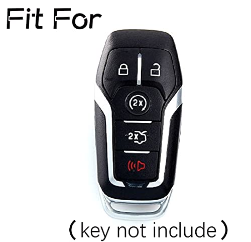 BTSMONE Silicone Key Fob Cover Case Skin Jacket for Ford F-150 Lincoln Fusion MKZ Mustang MKC 5 Buttons Smart Key Black