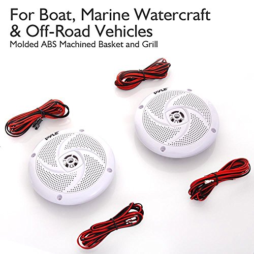 Pyle Marine Speakers - 6.5 Inch 2 Way Waterproof and Weather Resistant Outdoor Audio Stereo Sound System with LED Lights, 240 Watt Power and Low Profile Slim Style - 1 Pair - PLMRS63WL (White)