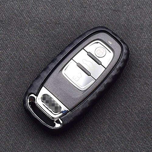 iJDMTOY Carbon Fiber Pattern Soft Silicone Key Fob Cover Case Compatible with Audi A3 A4 A5 A6 A7 A8 Q3 Q5 Q7 TT Gen1 Smart Key