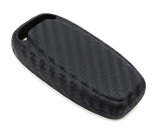 iJDMTOY Carbon Fiber Pattern Soft Silicone Key Fob Cover Case Compatible with Audi A3 A4 A5 A6 A7 A8 Q3 Q5 Q7 TT Gen1 Smart Key