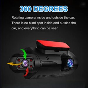 Dash Cam Front and Inside 1080P Dual Dash Camera for Cars 3 Inch Full HD 110° Wide Angle Car Dashboard Camera w/Infrared Night Vision, G-Sensor, Parking Monitor, Loop Recording, Motion Detection