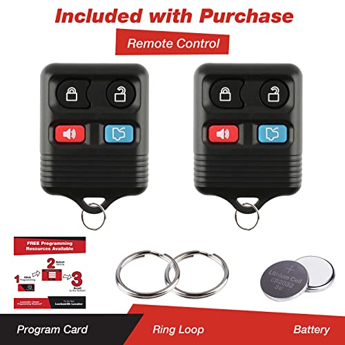 2 KeylessOption Replacement Keyless Entry Remote Control Key Fob Clicker Transmitter - Black