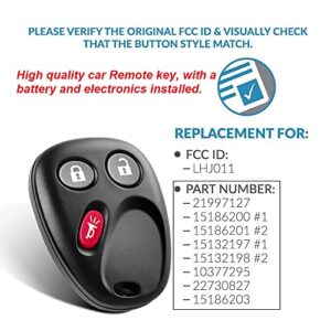 fit for 2003-2007 Chevy Avalanche Equinox Silverado SSR Suburban Tahoe/GMC Sierra/Yukon|Keyless Entry Car Key Vehicles That Use 3 Button FCCID: LHJ011(Pack of 2)