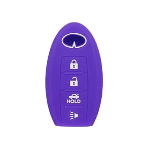 segaden silicone cover protector case holder skin jacket compatible with infiniti 4 button smart remote key fob cv4508 deep purple