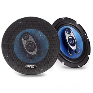 Pyle 6.5" Three-Way Sound Speaker System - 180 W RMS/360W Power Handling w/ 4 Ohm Impedance and 3/4'' Piezo Tweeter for Car Component Stereo, Round Shaped Pro Full Range Triaxial Loud Audio -PL63BL,Blue