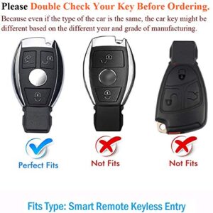 SANRILY 1Pcs Key Fob Cover for Mercedes-Benz C E S M G CLS CLK Class Keyless Key Shell Full Protection ABS and Soft Silicone Case Blue