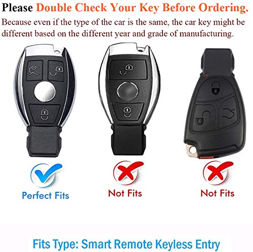 SANRILY 1Pcs Key Fob Cover for Mercedes-Benz C E S M G CLS CLK Class Keyless Key Shell Full Protection ABS and Soft Silicone Case Blue