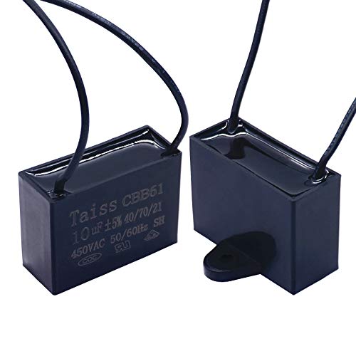 2pcs CBB61 Celiling Fan Capacitor for New Tech 2 Wire 10UF 450V (2pcs - 10uf)