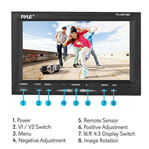 PYLE Vehicle Backup Camera for Car, 7 inch Monitor Reverse Camera, Stable Back Up Camera Systems for Car, rv License Plate Camera, Water Proof Night Vision, Rear View Camera Truck Camera