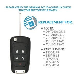 Keyless2Go Replacement for New Keyless Remote 5 Button Flip Car Key Fob Select Impala Malibu Cruze Equinox and Other Vehicles That Use FCC OHT01060512