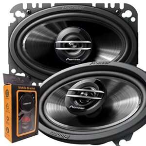 pair of pioneer ts-g4620s 400w max (60w rms) 4″ x 6″ g-series 2-way coaxial car speakers – 2 speakers + gravity magnet phone holder