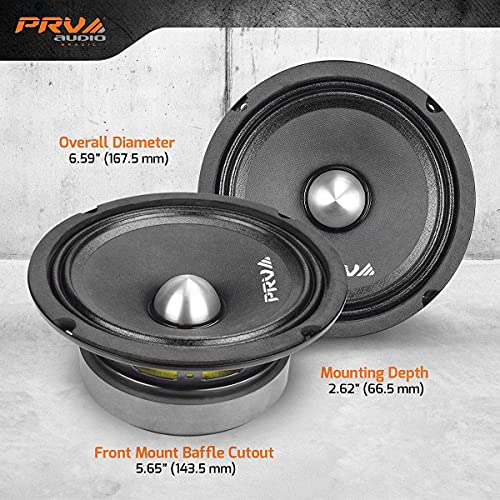 PRV AUDIO 6.5 Inch Midrange Bullet Speaker 6MR400-4 Bullet, 4 Ohm High Performance Car Audio Loudspeaker, 400 Watts Program Power, 1.5 in Voice Coil 200 Watts RMS, High Output Sound (Single)