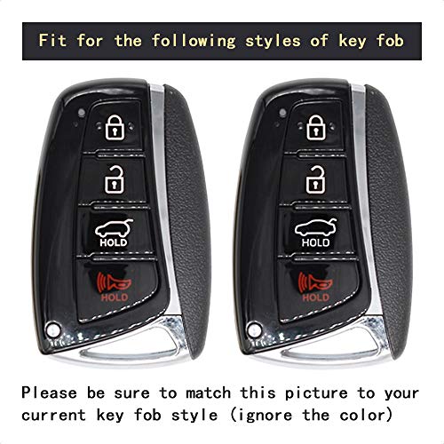 TANGSEN Smart Key Fob Case Cover Compatible with Hyundai Azera EQUUS Genesis Santa FE Sport 4 Button Keyless Entry Remote Black Carbon Fiber Pattern ABS Silicone Rubber Luminous Black