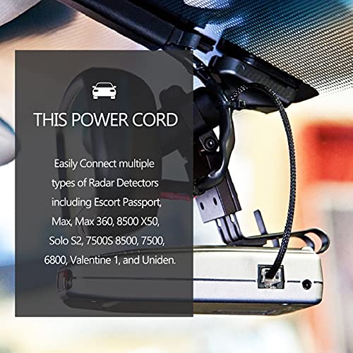 Xislet 15" Radar Detector Hardwire Power Cord Mirror Wire Plug Tap Compatible with Escort Valentine One Uniden Beltronics with Inline Fuse Mount RJ11 - Set of 3