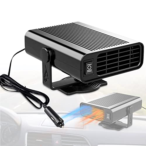 Car Heater, 12V Heater 150W Portable Car Heater Windshield Defroster Fast Heating 2 in 1 Heating Fan/Cooling Fan Winter Electronic Demister Plus in Cigarette Lighter