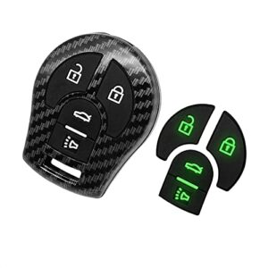 HUWANDJ Smart Key Fob Case Cover Compatible with Infiniti FX Series G35 Q45 QX56 Nissan 350Z Altima Armada Cube Juke Maxima NV Quest Rogue SENTRA 2 3 4 Button Keyless Entry Carbon Fiber Pattern Black