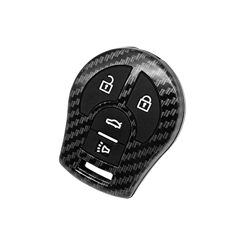 HUWANDJ Smart Key Fob Case Cover Compatible with Infiniti FX Series G35 Q45 QX56 Nissan 350Z Altima Armada Cube Juke Maxima NV Quest Rogue SENTRA 2 3 4 Button Keyless Entry Carbon Fiber Pattern Black