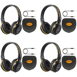 simolio 4 pack of wireless dvd headphones with hard eva cases,car kid ir headphones,infrared wireless headphones for headrest car video,on-ear car headset 2 channel, not work on 2017+ gm’s or pacifica