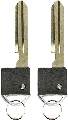 KeylessOption Keyless Entry Remote Fob Emergency Insert Key Uncut Blade Blank No Chip for Nissan Infiniti Smart (Pack of 2)