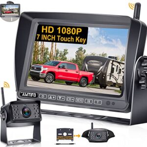 amtifo rv backup camera wireless hd 1080p 8 inch touch key monitor trailer rear view system for truck 5th wheel camper reverse cam dvr split screen 4 channels compatible with furrion pre-wired rvs a5