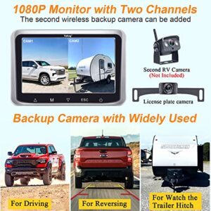 Yakry Wireless Backup Camera Trucks Cars HD 1080P 5 Inch Monitor Bluetooth License Plate 2 Channels System for Vans Small RVs Signal Easy Installation Y25