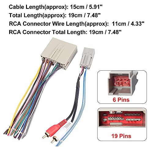 X AUTOHAUX 70-5521 Car Stereo CD Player Wiring Harness Set Wire Radio Adapter 2 RCA Connector for Ford Freestar 2004-2007