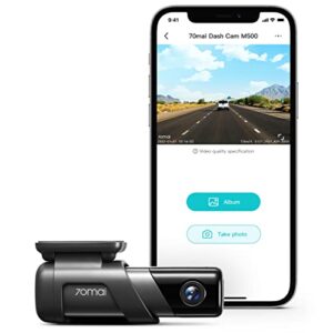 70mai true 2.7k 1944p dash cam m500, emmc built-in 128gb storage, powerful night vision with hdr, 170° fov, 24h parking surveillance, time-lapse recording, built in gps, adas, ios/android app control