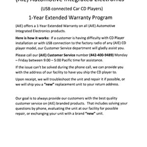 (AIE)-USBCDPLAY-2 – “Add-on” Car CD Player - Connects to Factory Audio System via USB Data Port Radio Connection – [Important] Confirm Vehicle Compatibility on Guide in Images