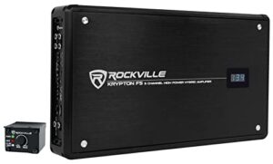 rockville krypton f5 3200w peak / 800w rms 5 channel car amplifier w volt meter , black
