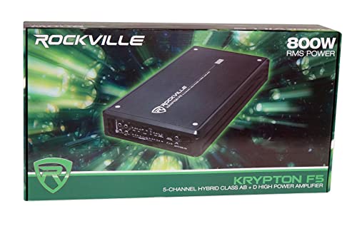 Rockville Krypton F5 3200w Peak / 800w RMS 5 Channel Car Amplifier w Volt Meter , Black