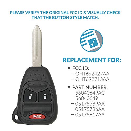 Keyless2Go Replacement for Keyless Entry Remote Car Key Vehicles That Use 3 Button OHT692427AA - 2 Pack