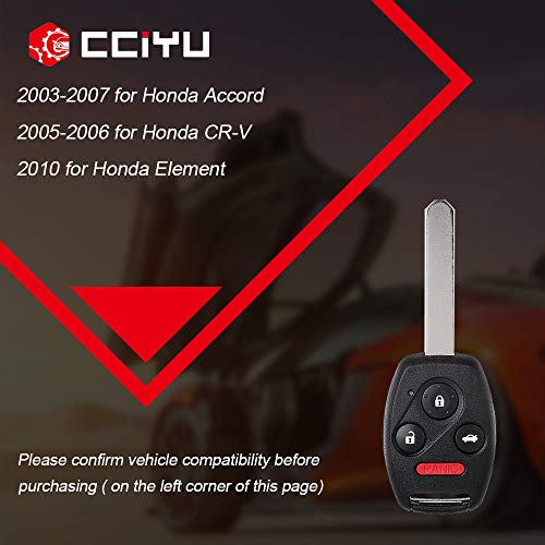 cciyu X 2 Flip Key Fob with Key Blade 4 buttons Replacement for 04 05 06 07 08 09 10 11 12 for H onda Accord CR-V Series with FCC OUCG8D-380H-A