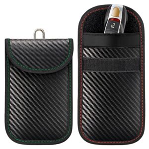 faraday key fob protector, 2 pack(red & green) faraday bags rfid faraday pouch car key fob signal blocker blocking pouch