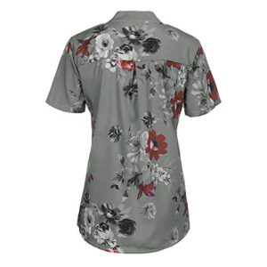 Andongnywell Women's Fashion Floral Printed Top Summer V Neck Short Sleeve Flowy Shirts Blouse Tunics (Black,7,4X-Large)