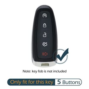 2Pcs Silicone 5 Buttons Key Fob Cover Remote Case Keyless Protector Compatible with Ford C-Max Edge Escape Expedition Explorer Flex Focus Taurus Lincoln MKS MKT MKX Navigator (Black)