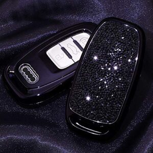 3 buttons 3d bling smart keyless remote key fob case cover for audi a3 s3 rs3 a4 s4 rs4 a5 s5 rs5 a6 s6 rs6 a7 s7 rs7 a8 s8 q3 sq3 q5 sq5 q7 tt tts tt rs (black)