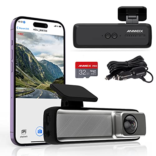 Dash Cam 1080P WiFi Dash Camera for Cars, Dash cam Front with App, Car Camera with Night Vision, 170° Wide Angle WDR, 24 Hours Parking Mode, G-Sensor, Loop Recording, Support 128GB Max - Car Charger