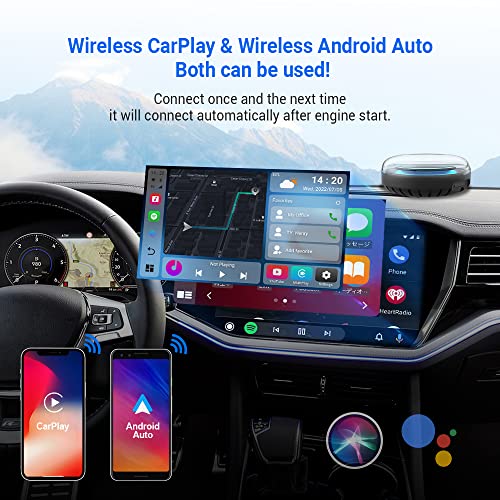 OTTOCAST PICASOU 2 CarPlay AI Box Stream Video, 2023 Newest Carplay & Android Auto Wireless Adapter - 4+64GB Android 10; Google Play YouTube, Netflix, Waze; HD HDMI Output, Support 4G Network, TF Card