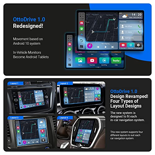 OTTOCAST PICASOU 2 CarPlay AI Box Stream Video, 2023 Newest Carplay & Android Auto Wireless Adapter - 4+64GB Android 10; Google Play YouTube, Netflix, Waze; HD HDMI Output, Support 4G Network, TF Card