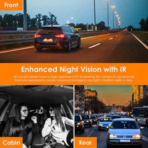 RexingUSA V2 PRO AI Dash Cam 3-Channel Front/Cabin/Rear 1080p Recording with Mobile App Night Vision Dash Camera w/Front Collision Warning, Pedestrian Alert, Lane Departure Warning,Clear to Go Alert