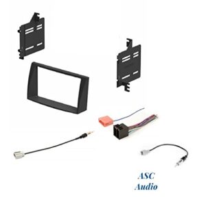 asc audio car stereo install dash kit, wire harness, antenna adapter combo for installing an aftermarket double din radio for 2009 2010 hyundai sonata