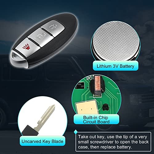 X AUTOHAUX 315MHz CWTWB1U808 Replacement Smart Proximity Insert Keyless Entry Remote Key Fob for Nissan Quest Juke 2011-2017 for Nissan Cube 2010-2014 3 Buttons 46 Chip Car Key