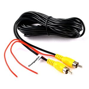 chuanganzhuo rca video cable, cazbc13 car reverse rear view parking camera video extension cable with detection wire (6m/19.7ft)