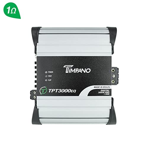 Timpano TPT-3000EQ 1 Ohm Compact Amplifier 3000 Watts, 1 Channel, Full Range Amp Class D for The Installation of Subwoofers, Woofers, Drivers and Tweeters on Pro Audio Sytems