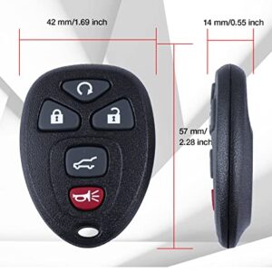 Keyless Entry Remote Control Car Key Fob for 2007-2016 Chevy Suburban Tahoe Traverse/Buick Enclave/GMC Acadia Yukon/Cadillac Escalade FCCID: OUC60270 OUC60221(5Btn 2 Pcs)